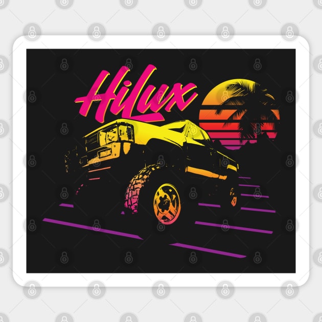 Neon Toyota Hilux Retro Sunset Sticker by 6thGear